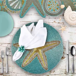 Ringo Starfish Table Setting for 4 - Teal & Gold