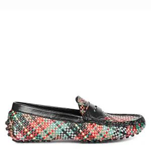 Saint Liana Multi Black Woven Leather Loafers