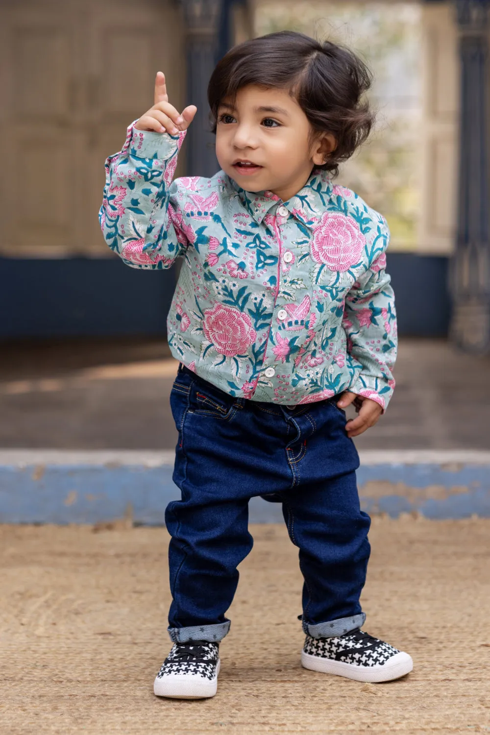 Sea Green Block Print Shirt