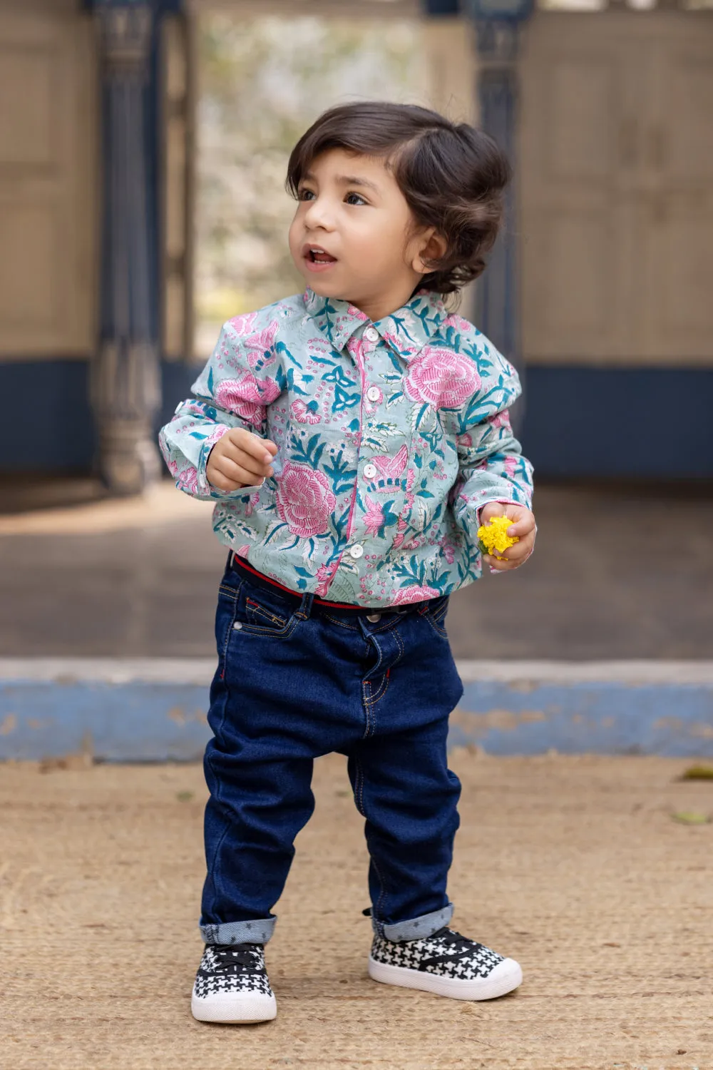 Sea Green Block Print Shirt