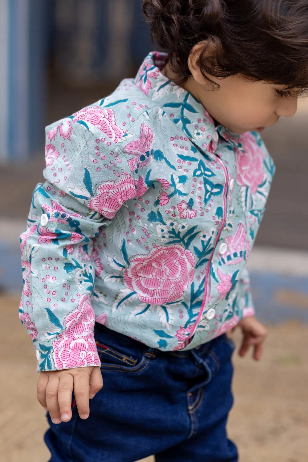 Sea Green Block Print Shirt