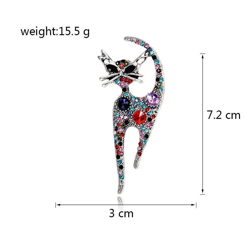 SISSLIA Fashion Accessories Material Vintage Cat Brooches For Women Kitty Animal Brooches Pin