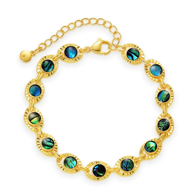 Sisslia New Elegance Natural Opal Bracelets Copper Plated With 18k Gold Abalone Shell Pearl Chain Bracelets For Girls