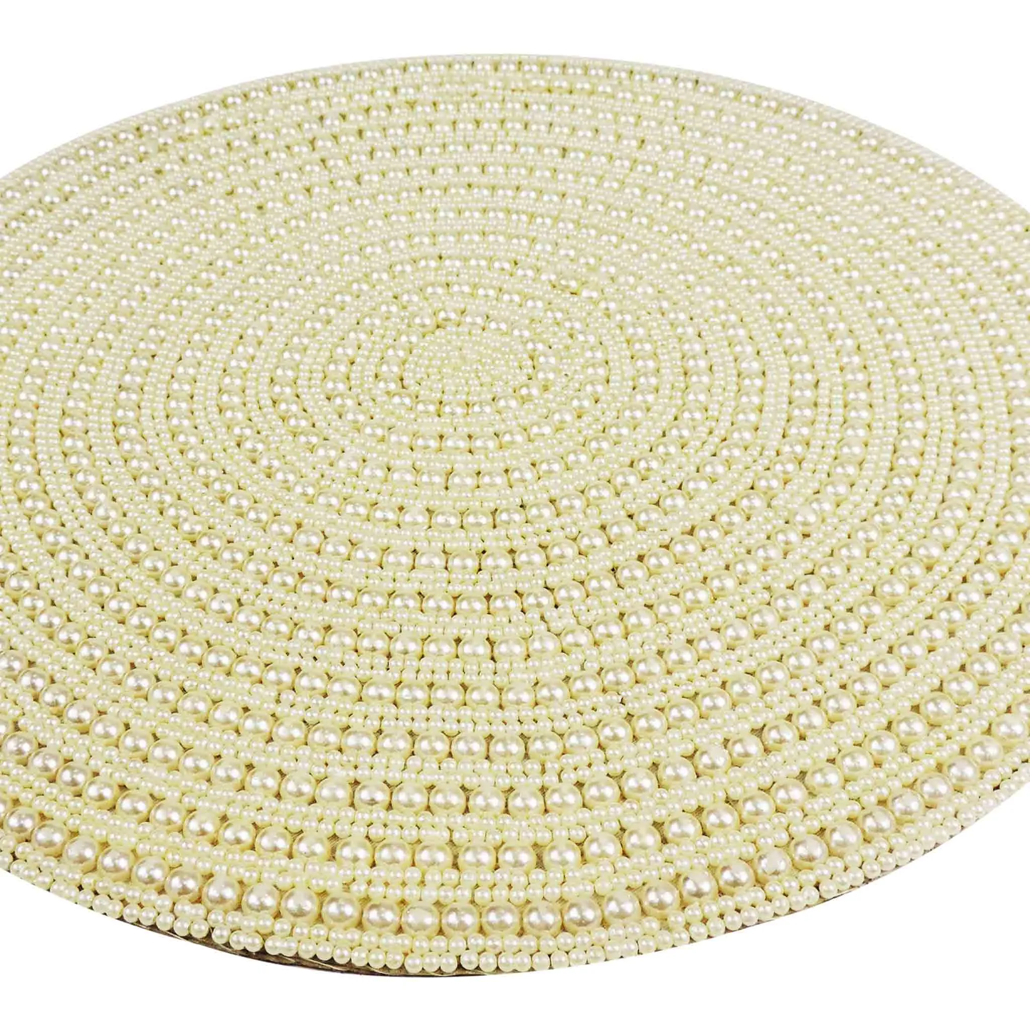 Whirl Bead Embroidered Placemat in Cream, Set of 2