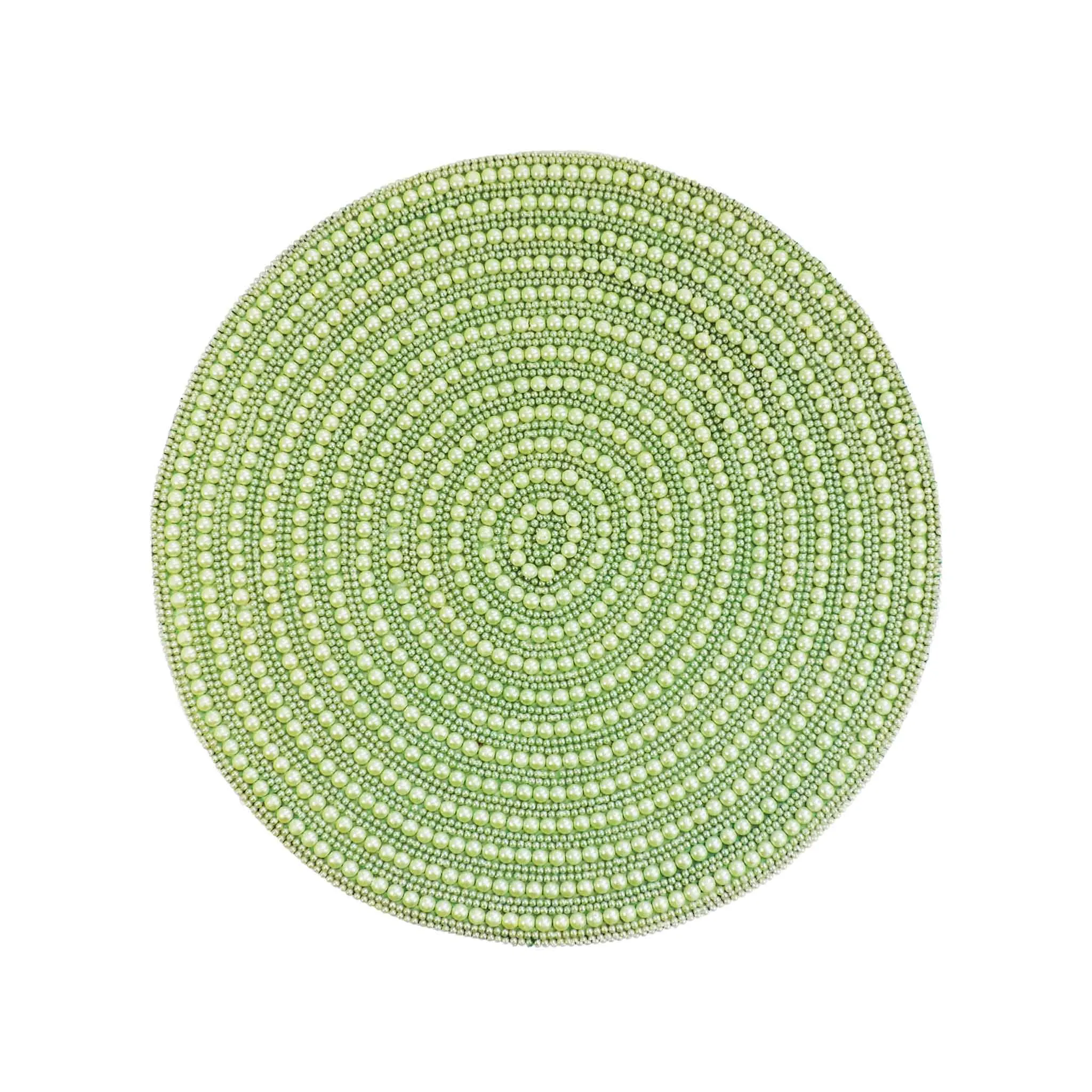 Whirl Bead Embroidered Placemat in Light Green, Set of 2