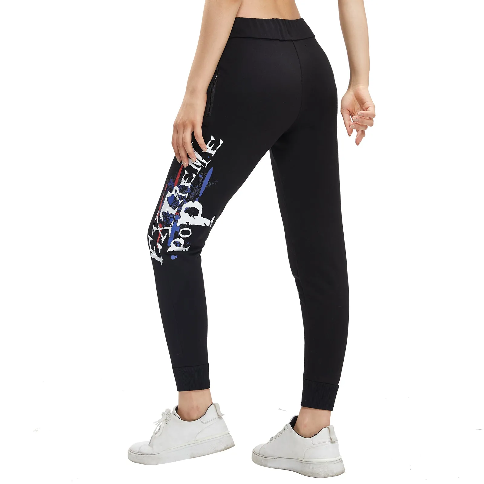 Women Gym Joggers Graphic Print Tracksuit Bottoms Running Pants